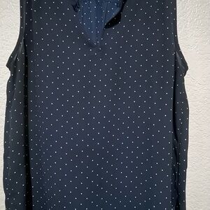 LOFT Dark Blue Polka Dot Blouse
